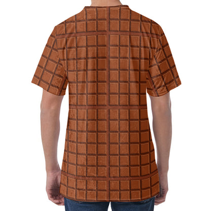 Chocolate Bar Pattern Print Men's Velvet T-Shirt