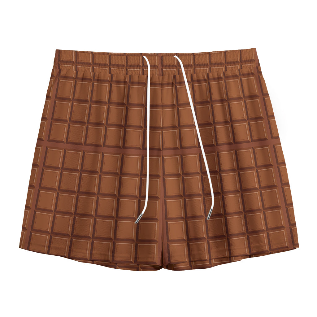 Chocolate Bar Pattern Print Mesh Shorts
