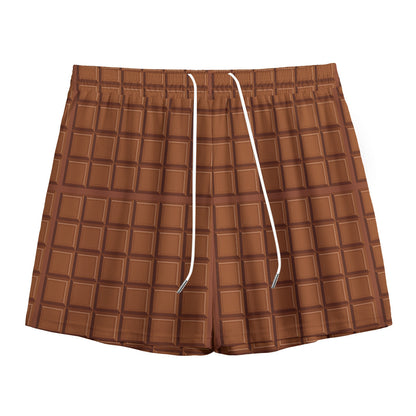 Chocolate Bar Pattern Print Mesh Shorts