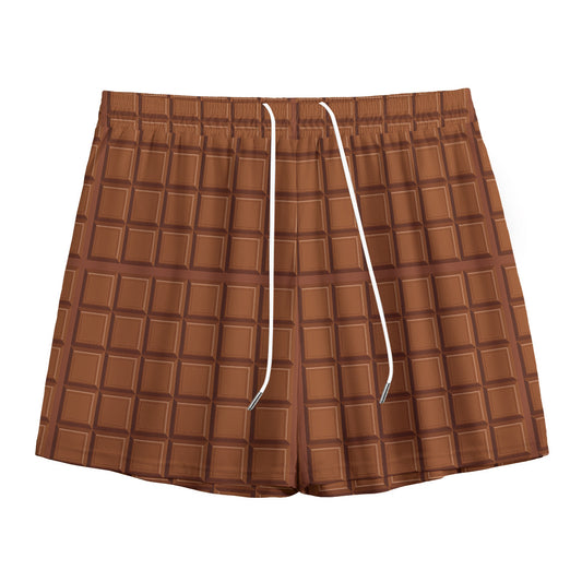 Chocolate Bar Pattern Print Mesh Shorts