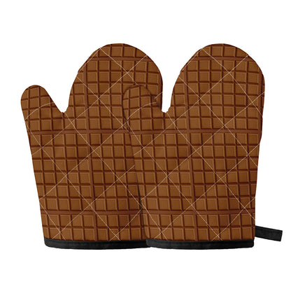 Chocolate Bar Pattern Print Oven Mitts