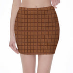 Chocolate Bar Pattern Print Pencil Mini Skirt