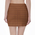 Chocolate Bar Pattern Print Pencil Mini Skirt