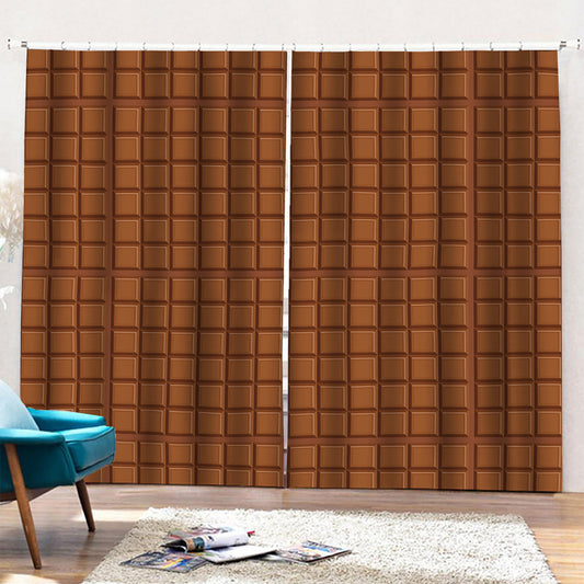 Chocolate Bar Pattern Print Pencil Pleat Curtains