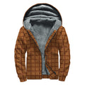 Chocolate Bar Pattern Print Sherpa Lined Zip Up Hoodie