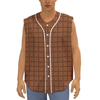 Chocolate Bar Pattern Print Sleeveless Baseball Jersey