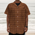 Chocolate Bar Pattern Print Textured Short Sleeve Shirt