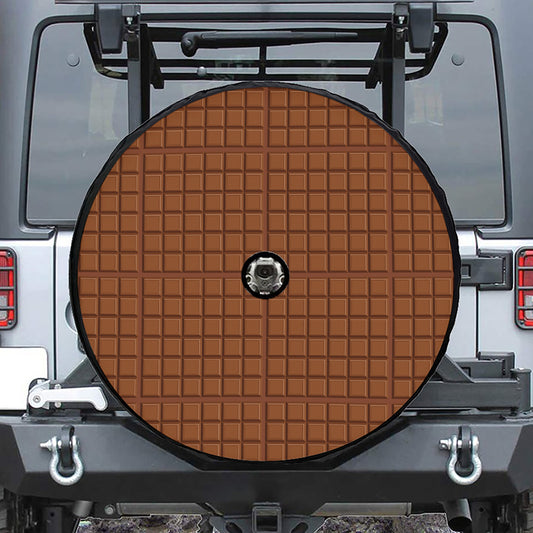 Chocolate Bar Pattern Print Tire Cover With Camera Hole