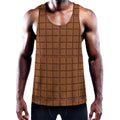 Chocolate Bar Pattern Print Men's Workout Tank Top