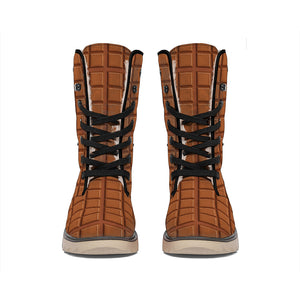 Chocolate Bar Pattern Print Winter Boots