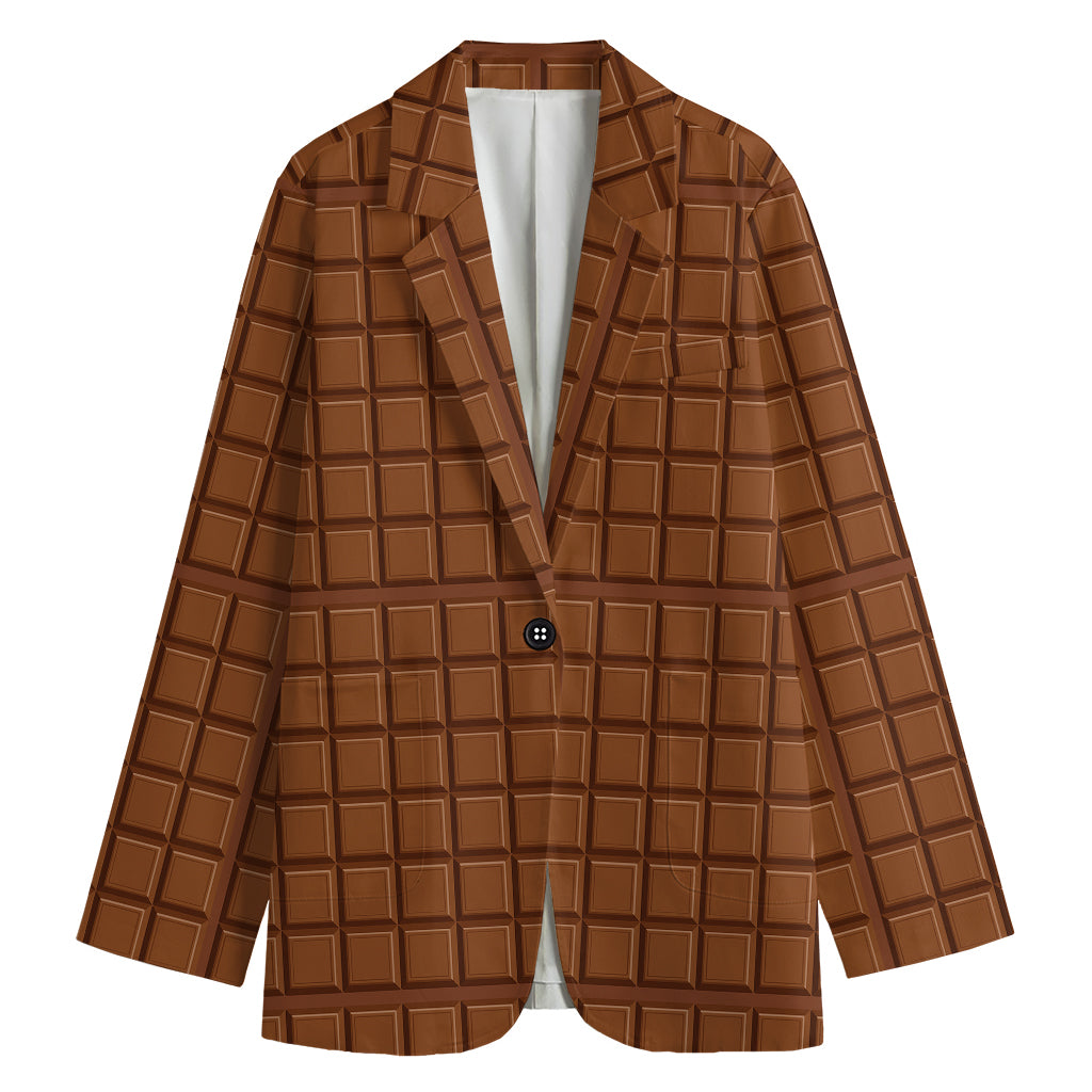 Chocolate Bar Pattern Print Women's Blazer
