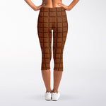 Chocolate Bar Pattern Print Women's Capri Leggings