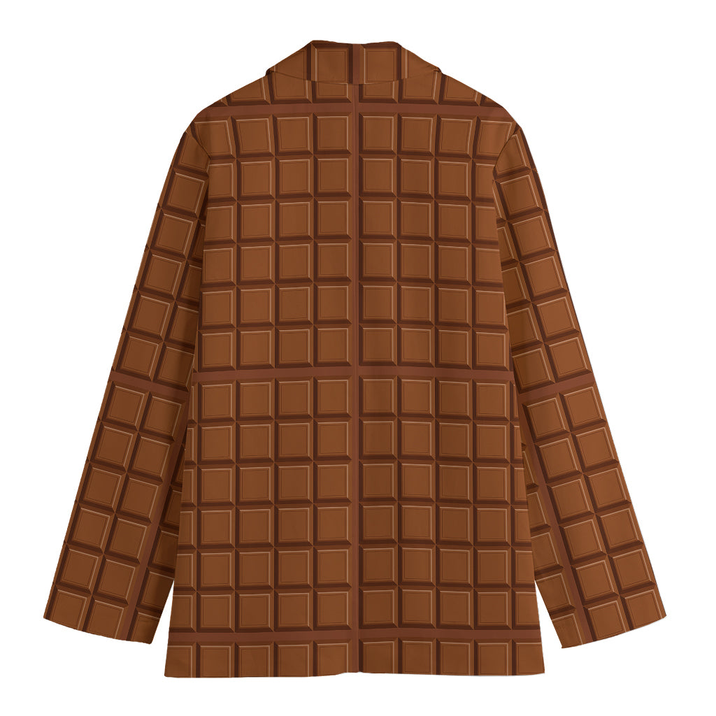 Chocolate Bar Pattern Print Women's Cotton Blazer