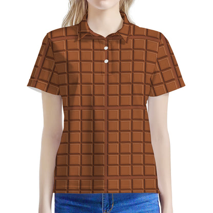 Chocolate Bar Pattern Print Women's Polo Shirt