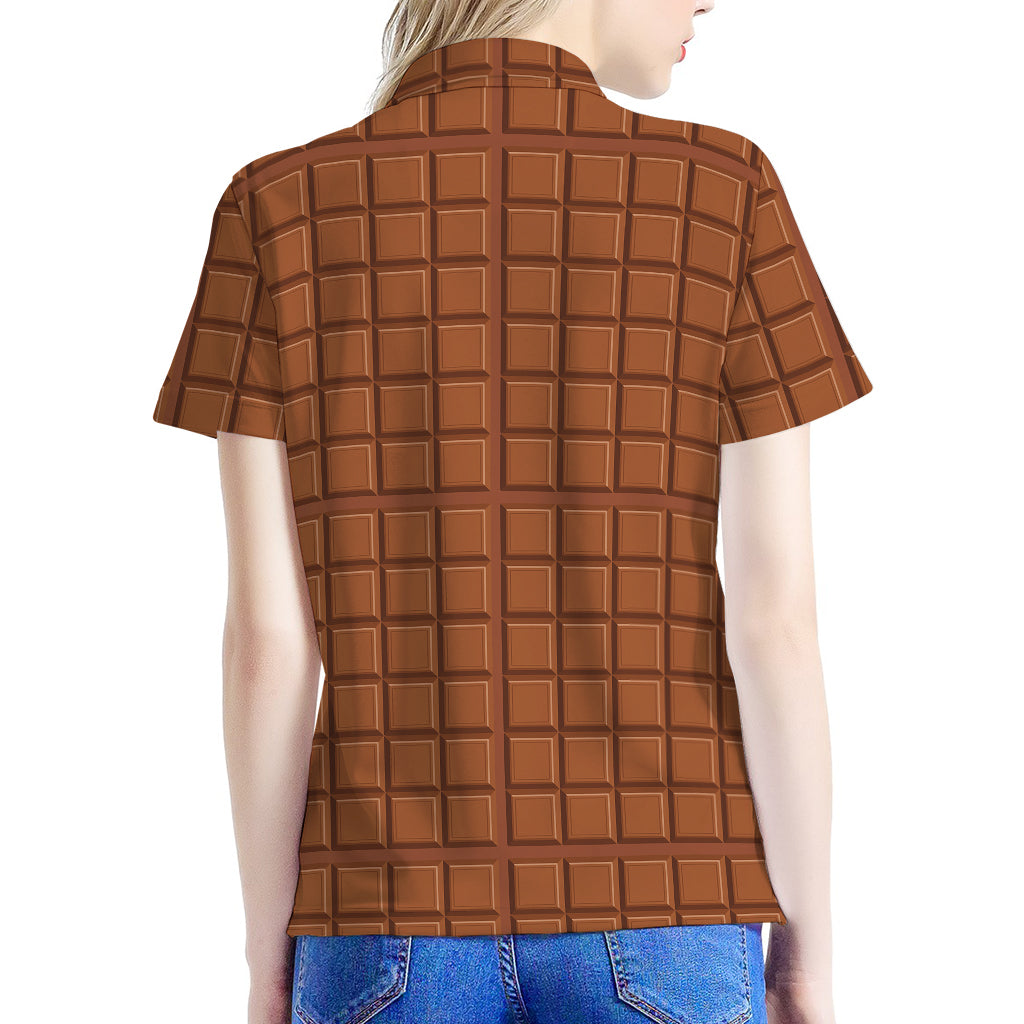 Chocolate Bar Pattern Print Women's Polo Shirt