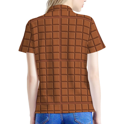 Chocolate Bar Pattern Print Women's Polo Shirt