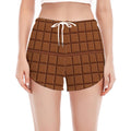 Chocolate Bar Pattern Print Women's Split Running Shorts
