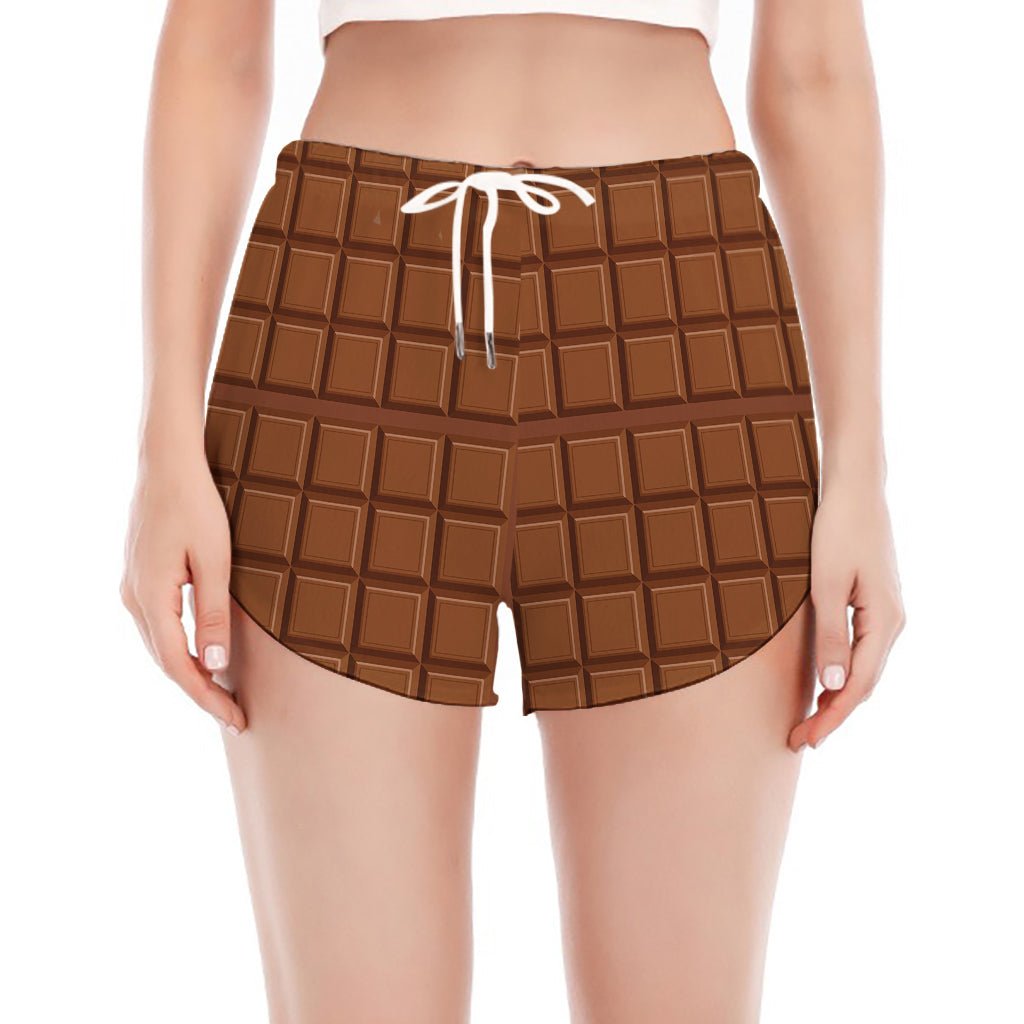 Chocolate Bar Pattern Print Women's Split Running Shorts