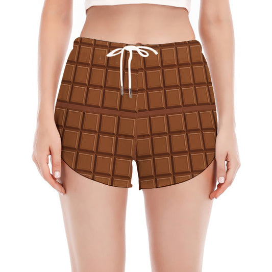 Chocolate Bar Pattern Print Women's Split Running Shorts
