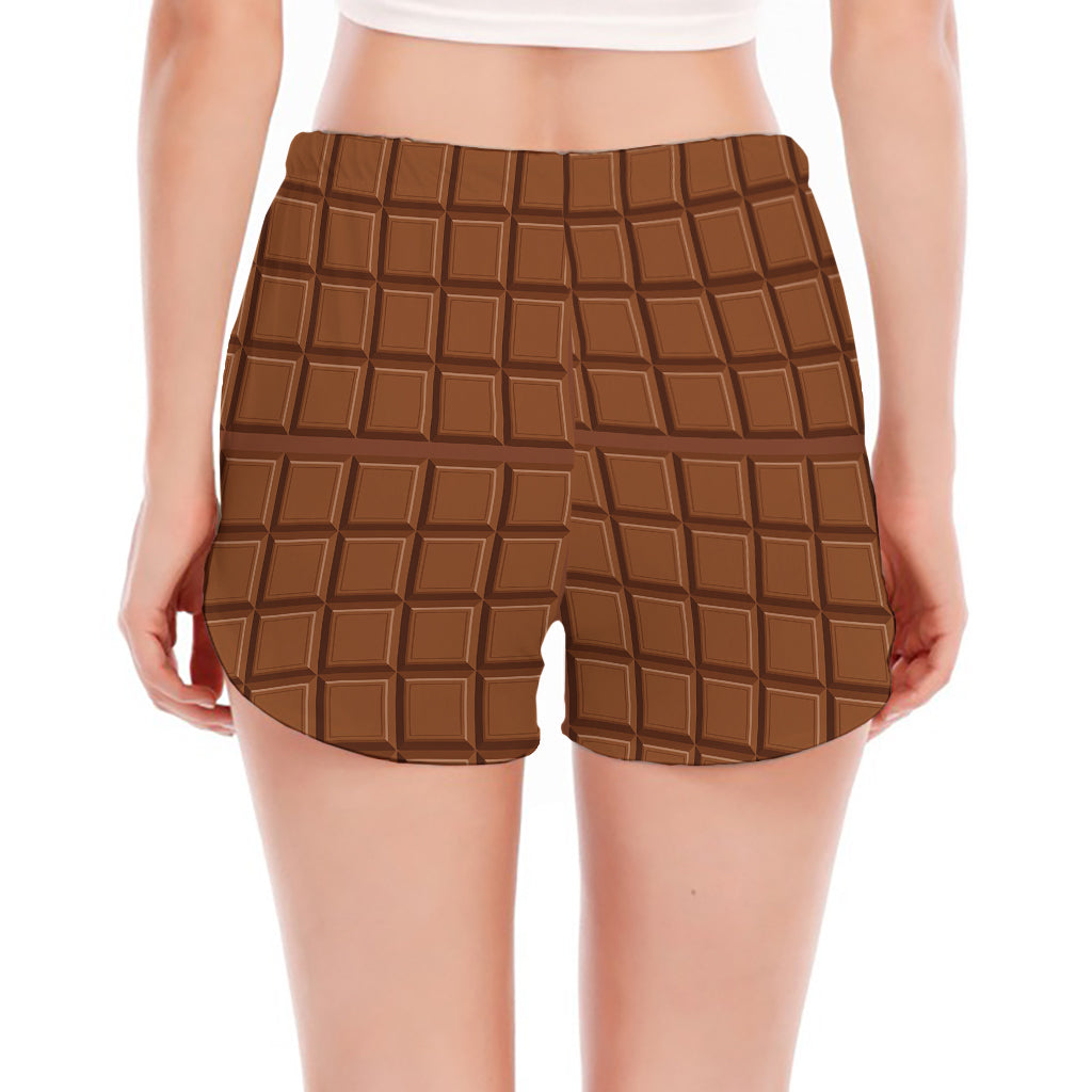 Chocolate Bar Pattern Print Women's Split Running Shorts