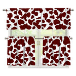 Chocolate Brown And White Cow Print 3 Piece Kitchen Curtains