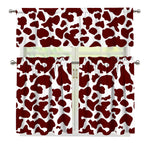 Chocolate Brown And White Cow Print 3 Piece Kitchen Curtains