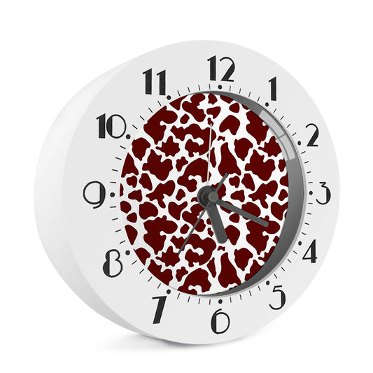 Chocolate Brown And White Cow Print Alarm Clock
