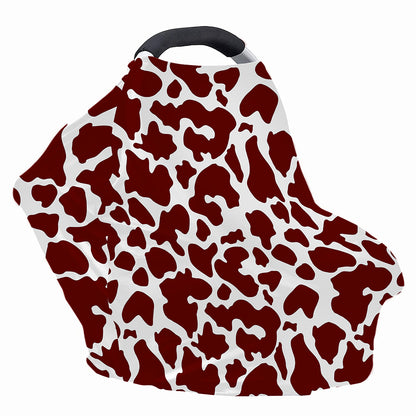 Chocolate Brown And White Cow Print Baby Seat Cover