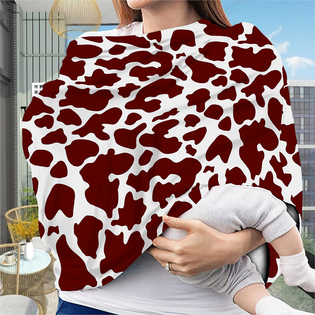 Chocolate Brown And White Cow Print Baby Seat Cover
