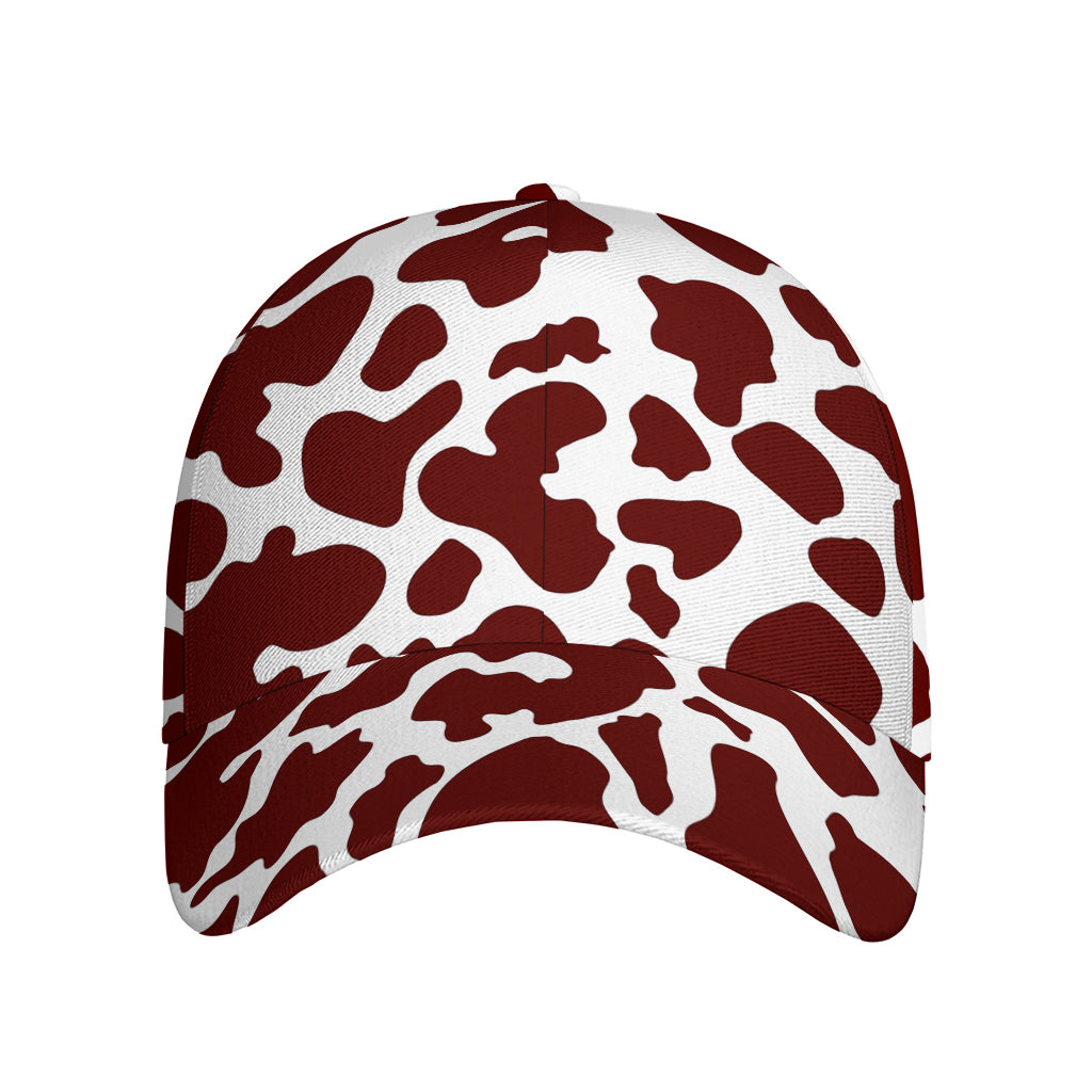 Chocolate Brown And White Cow Print Baseball Cap