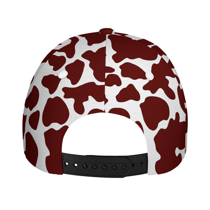 Chocolate Brown And White Cow Print Baseball Cap