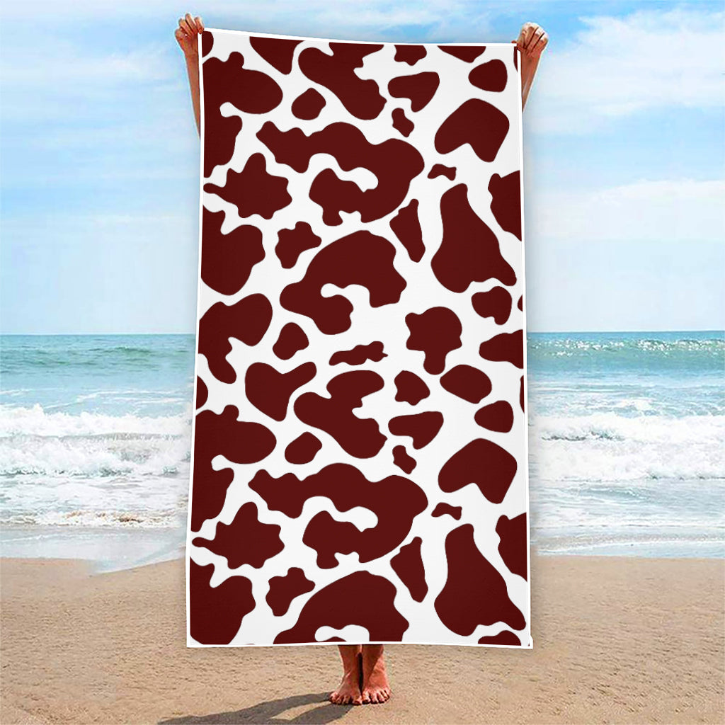 Chocolate Brown And White Cow Print Beach Towel