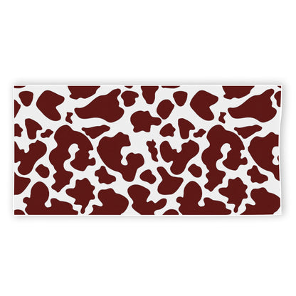 Chocolate Brown And White Cow Print Beach Towel