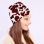 Chocolate Brown And White Cow Print Beanie
