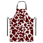 Chocolate Brown And White Cow Print Bib Apron With Pocket