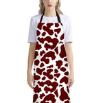 Chocolate Brown And White Cow Print Bib Apron With Pocket