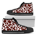 Chocolate Brown And White Cow Print Black High Top Sneakers