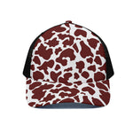 Chocolate Brown And White Cow Print Black Mesh Trucker Cap