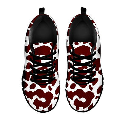 Chocolate Brown And White Cow Print Black Running Shoes