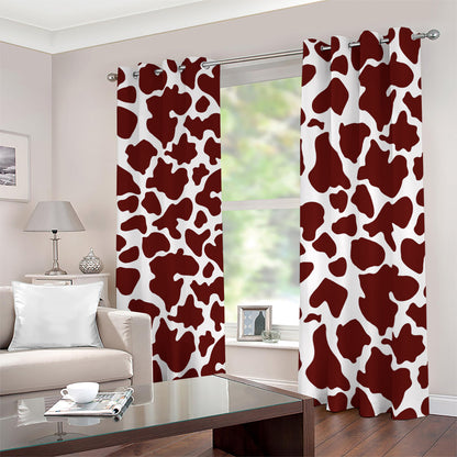 Chocolate Brown And White Cow Print Blackout Grommet Curtains