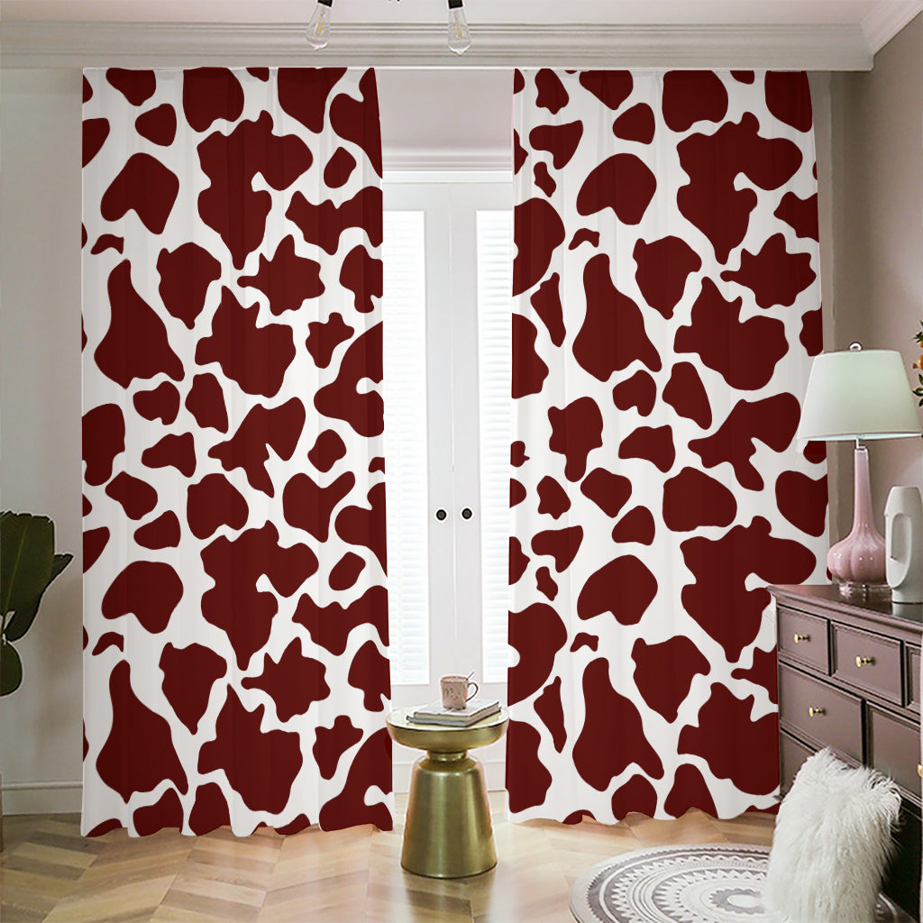 Chocolate Brown And White Cow Print Blackout Pencil Pleat Curtains