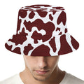 Chocolate Brown And White Cow Print Bucket Hat