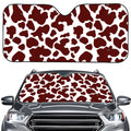 Chocolate Brown And White Cow Print Car Windshield Sun Shade