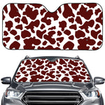 Chocolate Brown And White Cow Print Car Windshield Sun Shade