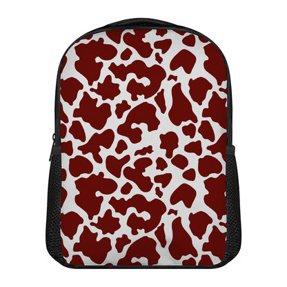 Chocolate Brown And White Cow Print Casual Backpack