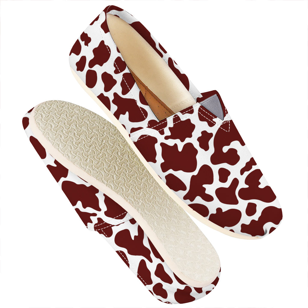 Chocolate Brown And White Cow Print Casual Shoes