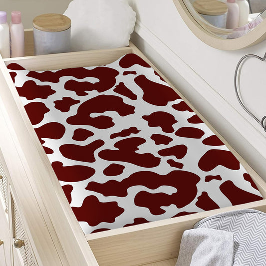 Chocolate Brown And White Cow Print Changing Pad Cover