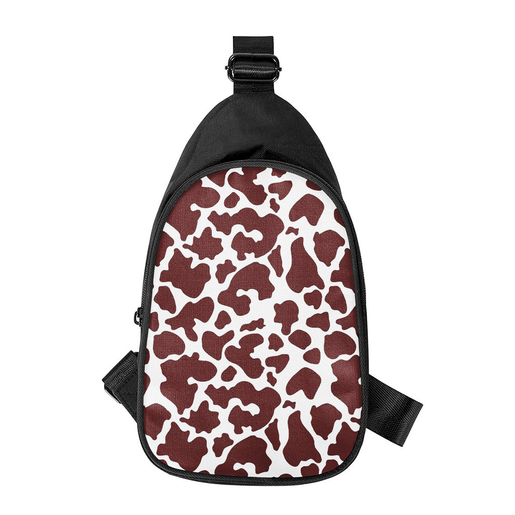 Chocolate Brown And White Cow Print Chest Bag