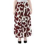 Chocolate Brown And White Cow Print Chiffon Maxi Skirt