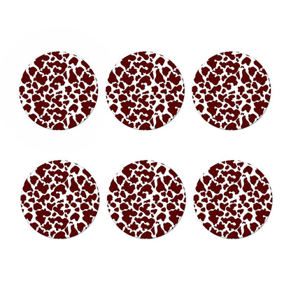 Chocolate Brown And White Cow Print Coaster Set